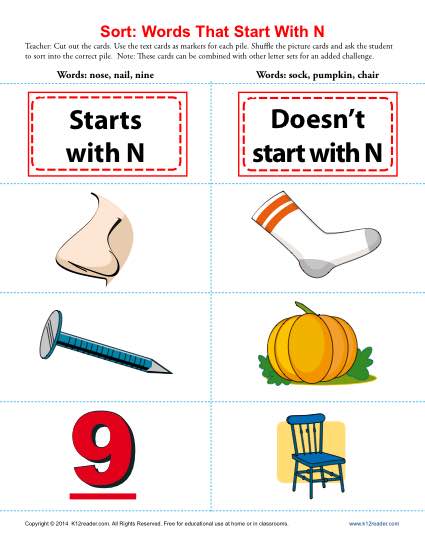 Consonant Sort: Words That Start With N