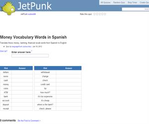 Money Vocabulary Words in Spanish