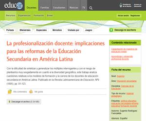 La profesionalización docente: implicaciones para las reformas de la Educación Secundaria en América Latina