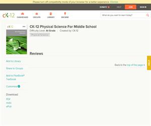 CK-12 Physical Science For Middle Schoo? At grade