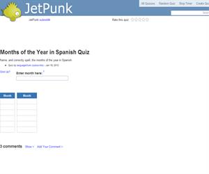 Months of the Year in Spanish Quiz