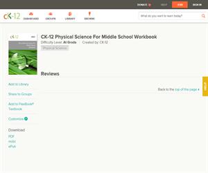 CK-12 Physical Science For Middle School Workboo? At grade