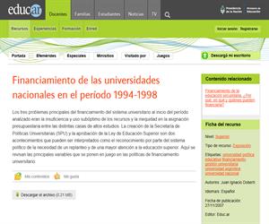 Financiamiento de las universidades nacionales Argentinas en el período 1994-1998