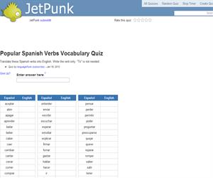 Popular Spanish Verbs Vocabulary Quiz