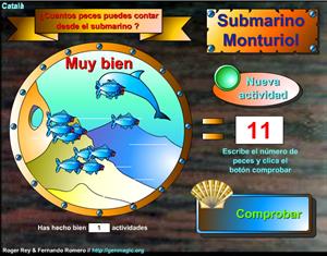 Submarino Monturiol. Juego de Matemáticas para aprender a contar (genmagic.org)