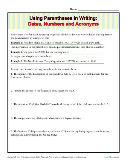 Using Parentheses in Writing: Dates, Numbers and Acronyms