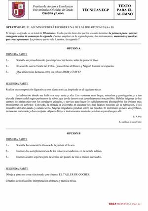 Examen de Selectividad: Técnicas de expresión grafo-plástica. Castilla y León. Convocatoria Septiembre 2013