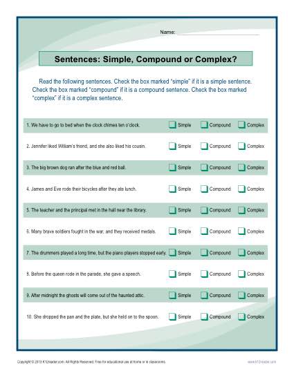 Sentences: Simple, Compound or Complex?