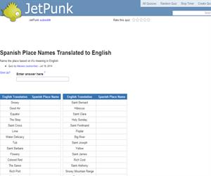 Spanish Place Names Translated to English