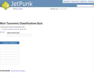 Main Taxonomic Classifications Quiz
