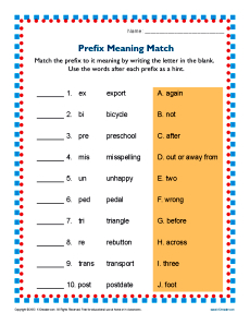 Prefix Meaning Match