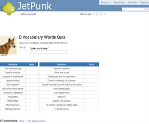 D Vocabulary Words Quiz