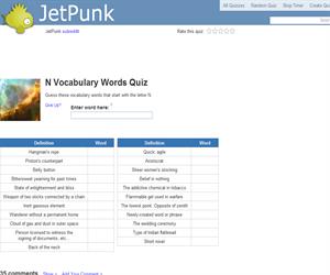N Vocabulary Words Quiz