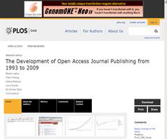 PLOS ONE: The Development of Open Access Journal Publishing from 1993 to 2009