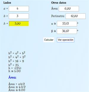 Calculadora online de Pitágoras