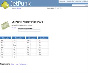 US Postal Abbreviations Quiz