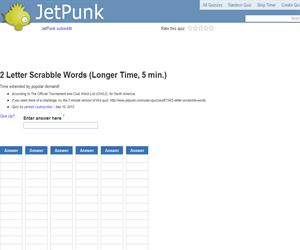 2 Letter Scrabble Words (Longer Time, 5 min.)