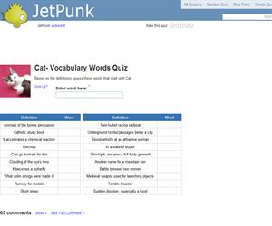Cat- Vocabulary Words Quiz
