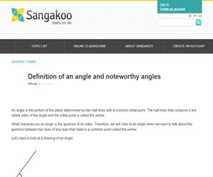 Definition of an angle and noteworthy angles