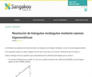 Resolución de triángulos rectángulos mediante razones trigonométricas