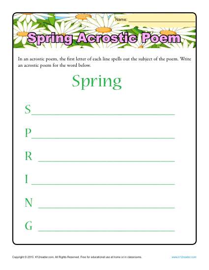 Spring Acrostic Poem