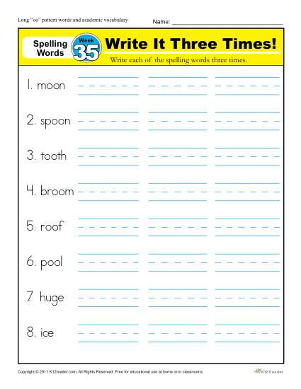 First Grade Spelling Words List – Week 35 (List A-35)