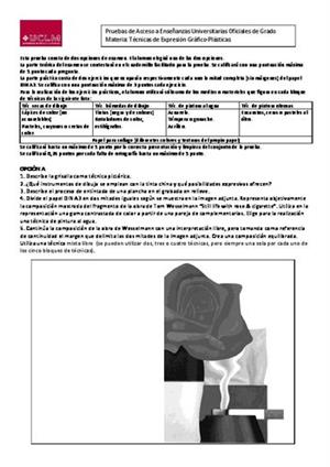 Examen de Selectividad: Técnicas de expresión grafo-plástica. Castilla-La Mancha. Convocatoria Junio 2014