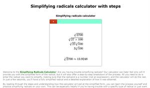 Simplify radicals calculator