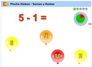 Pincha globos, juego educativo de Sumas y Restas (educaplus.org)