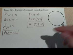 Calcular el área de una circunferencia a partir del perímetro.