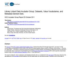 Library Linked Data Incubator Group: Datasets, Value Vocabularies, and Metadata Element Sets