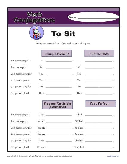 Verb Conjugations: To Sit