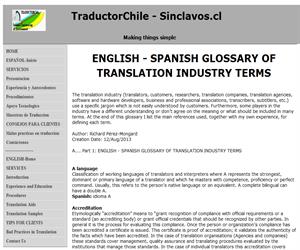 English Spanish glossary and definitions of translation industry terms, Glosario de Traducción