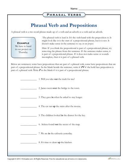 Phrasal Verbs and Prepositions