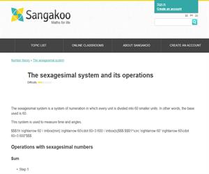 The sexagesimal system and its operations