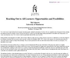 Reaching Out to All Learners: Opportunities and Possibilities | Mel Ainscow