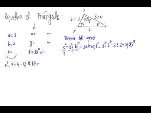 Resolución de un triángulo (Teoremas del Seno y del Coseno)