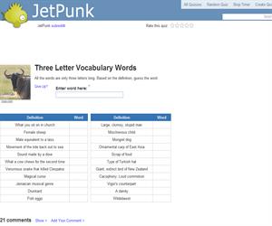 Three Letter Vocabulary Words