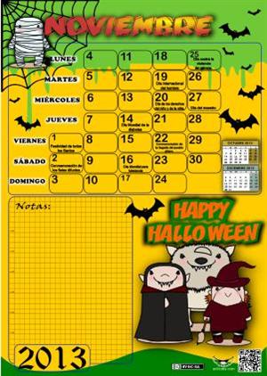 Calendario Noviembre 2013 Halloween (Actiludis)