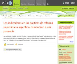 Los indicadores en las políticas de reforma universitaria argentina: comentario a una ponencia