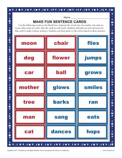 Make Fun Sentence Cards