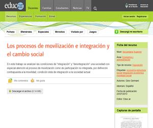 Los procesos de movilización e integración y el cambio social