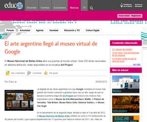 El arte argentino llegó al museo virtual de Google