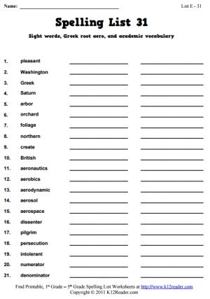 Week 31 Spelling Words (List E-31)