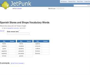 Spanish Stores and Shops Vocabulary Words