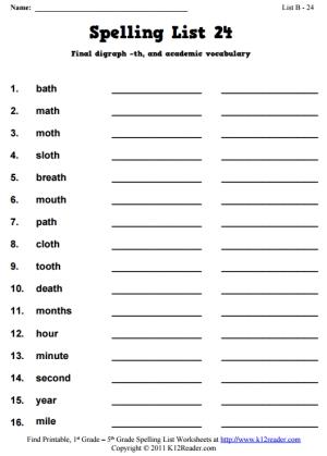 Week 24 Spelling Words (List B-24)