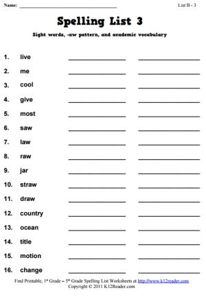 Week 3 Spelling Words (List B-3)