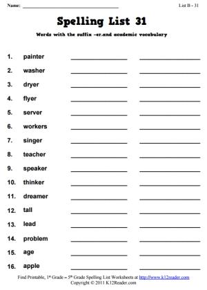 Week 31 Spelling Words (List B-31)