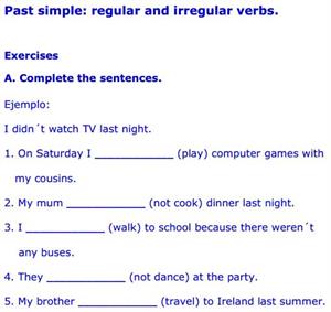 Regular verbs exercises