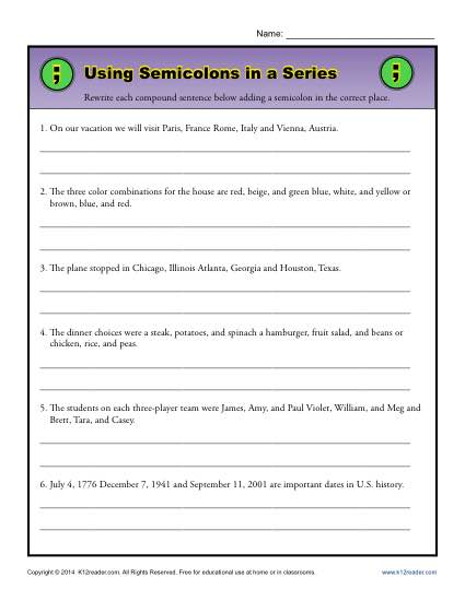 Using Semicolons in a Series